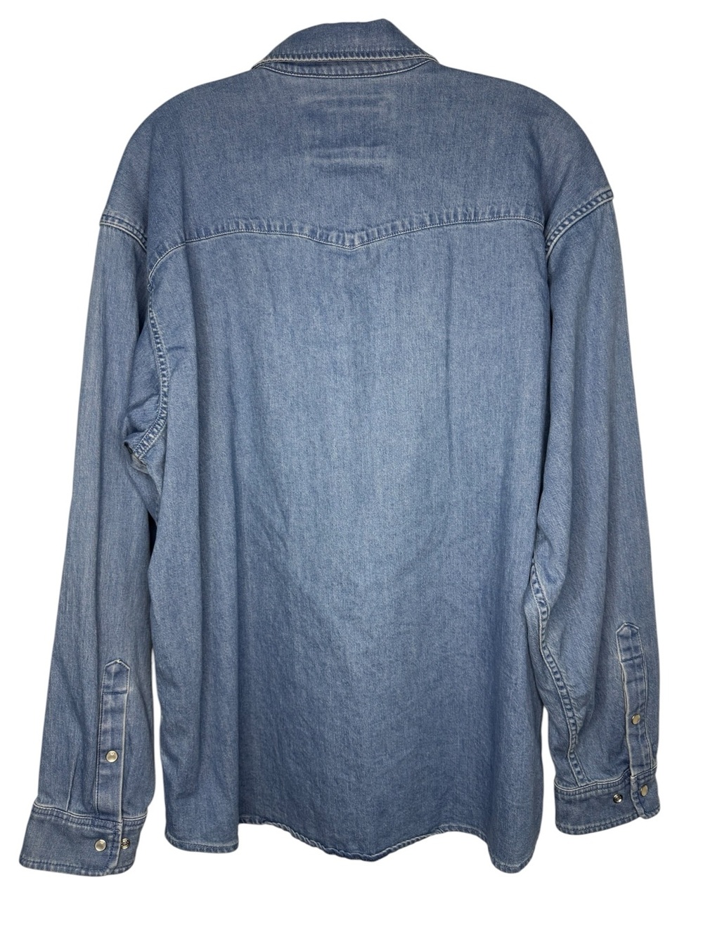 Poncho Men's Denim Button-Down Shirt in Light Blue - Picture 2 of 7